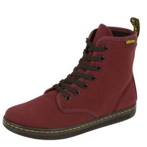 Dr. Martens Deep Red Canvas Boots